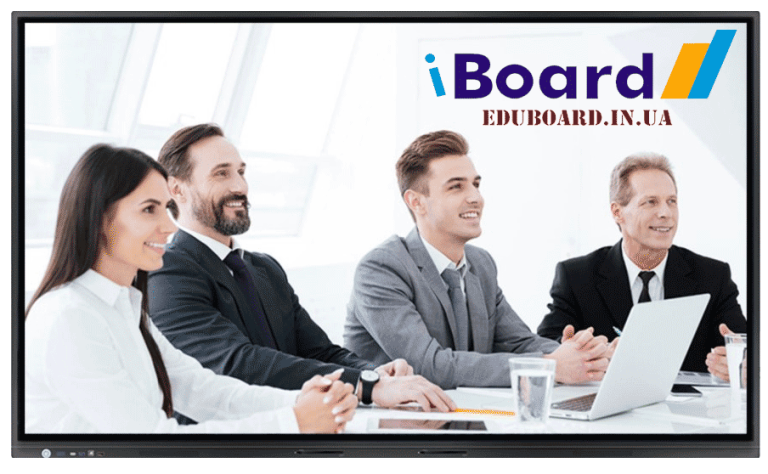 Інтерактивна панель iBoard 86″ дюймів діагональ вбудована камера і мікрофон, підтримка двох ОС (Android 11.0 + Windows) iB IP86A11