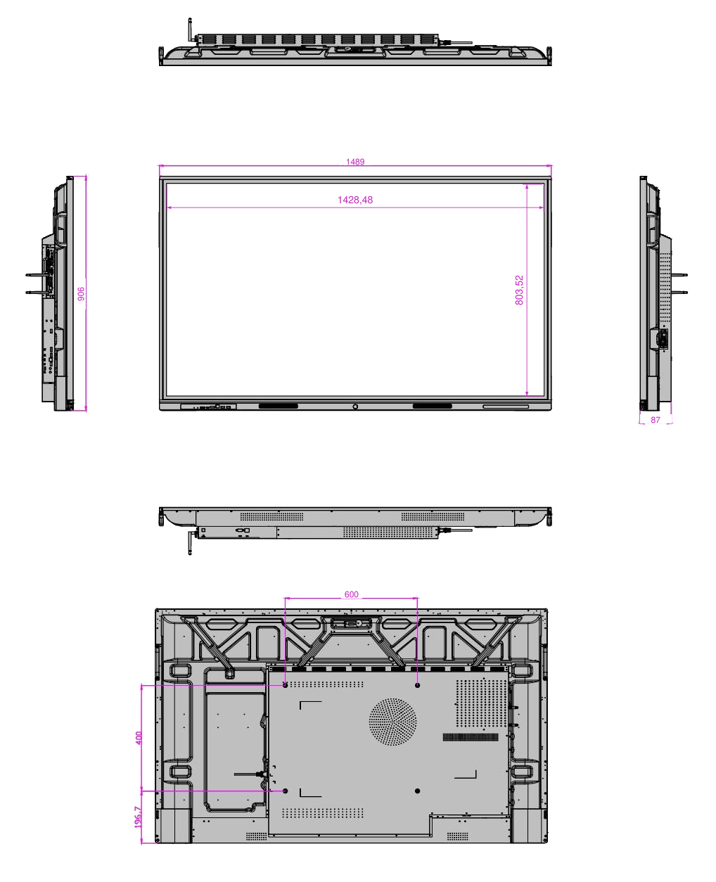 Інтерактивна панель iBoard 65″ дюймів діагональ, робота одночасно двох ОС (Android 14.0  8/128Гб+Windows) iBoard IP 65A14