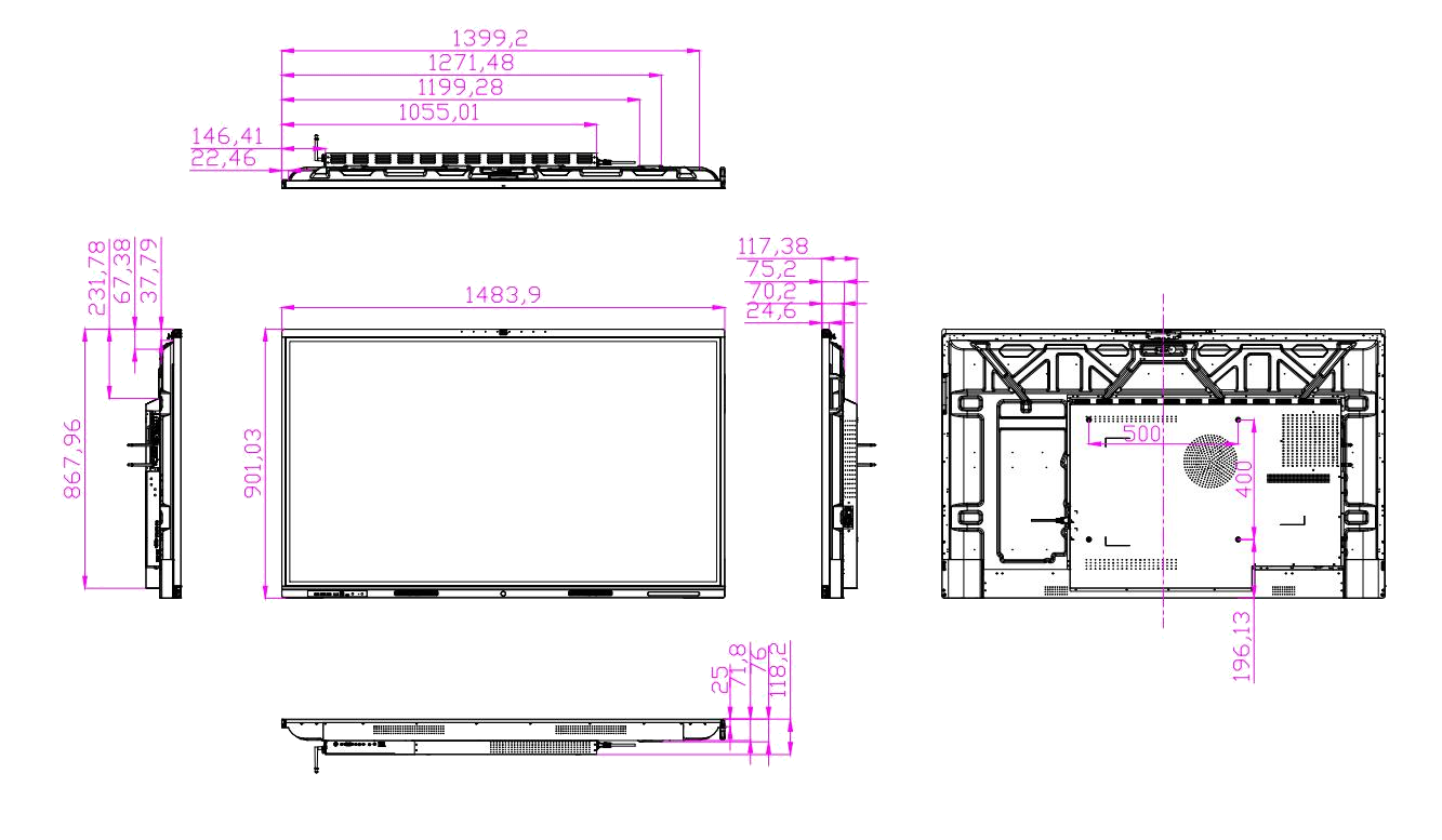 Інтерактивна панель iBoard 65″ дюймів діагональ, робота одночасно двох ОС (Android 14.0+Windows) iBoard IP 65A14CAM